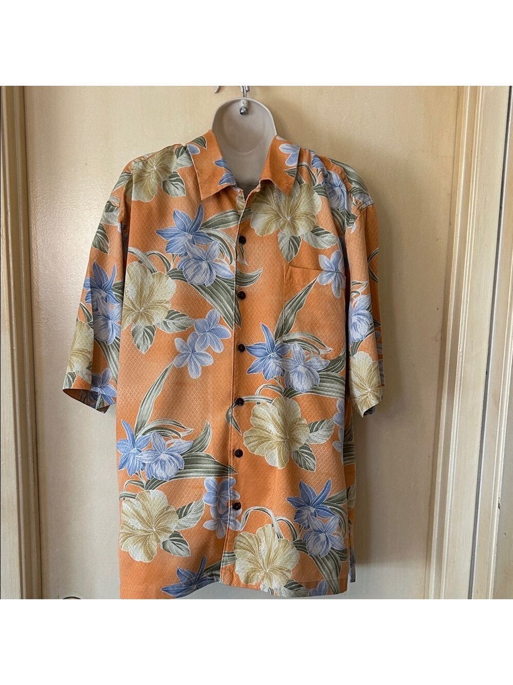 Jamaica Jaxx Orange Floral Men's Casual Shirt size M